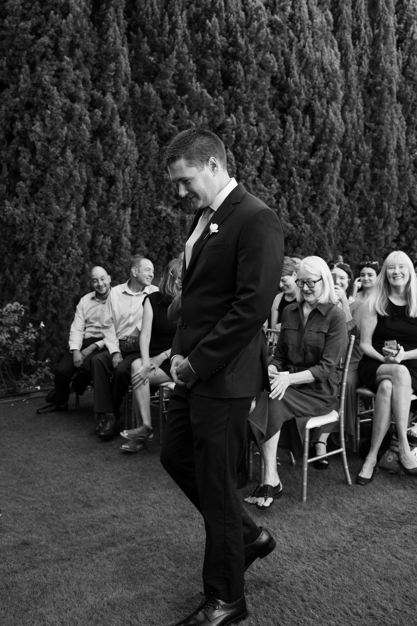 Groom waiting for Bride Black and white pictures