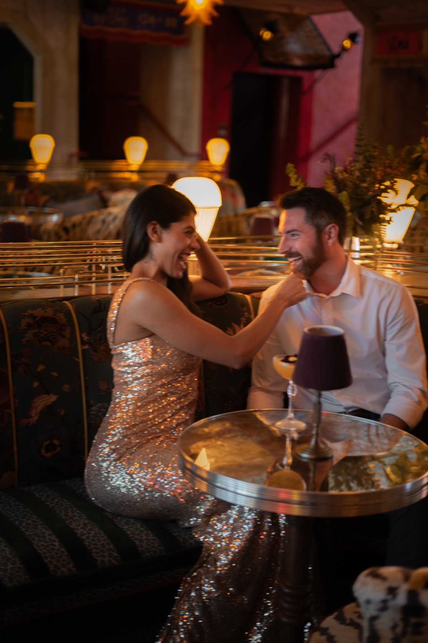 Couple romantic in bar