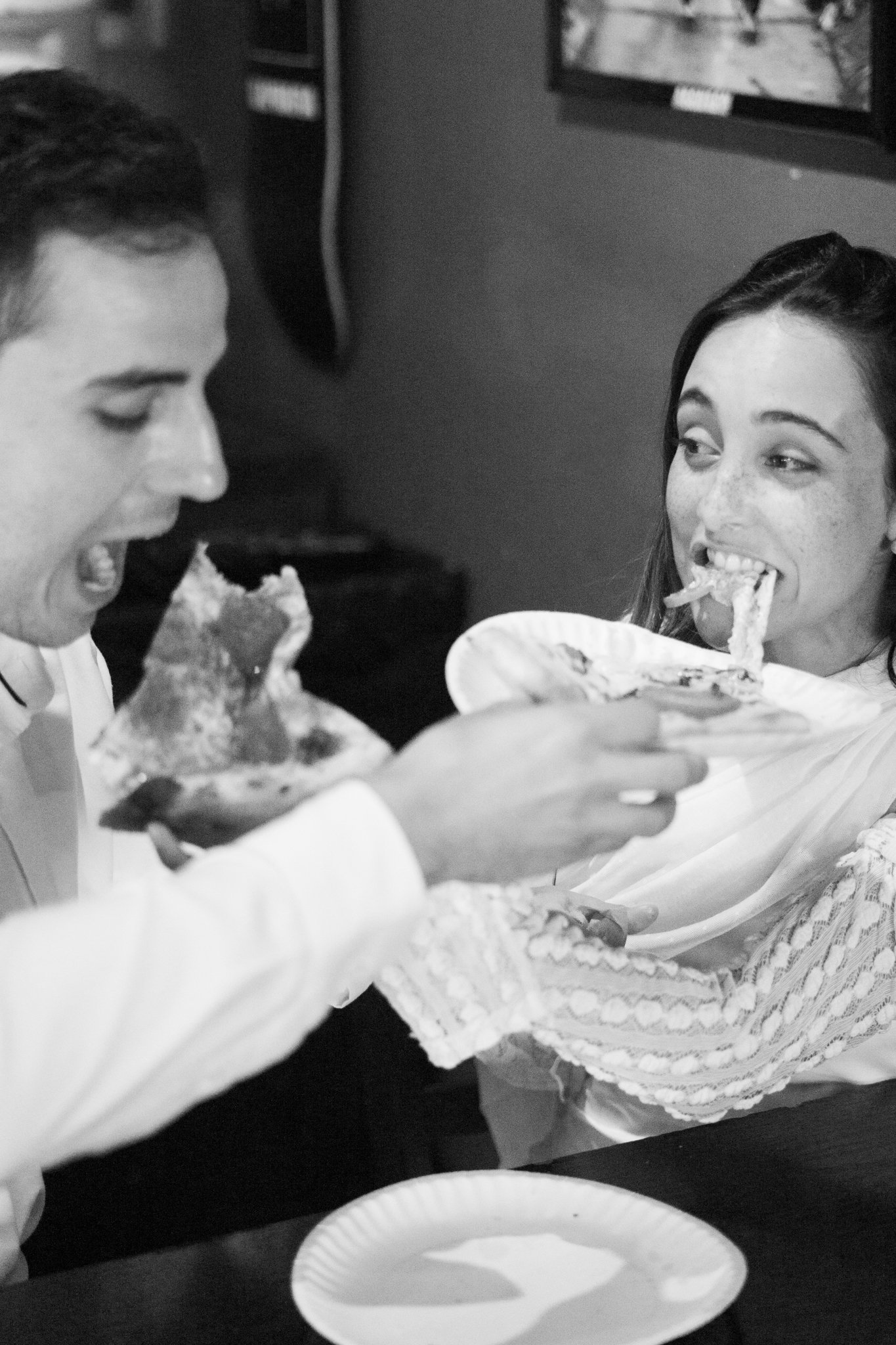Groom and Bride eating Pizza in San Diego
